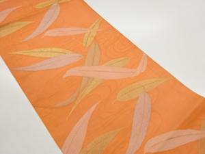 紗 観世水に笹の葉模様織出し名古屋帯